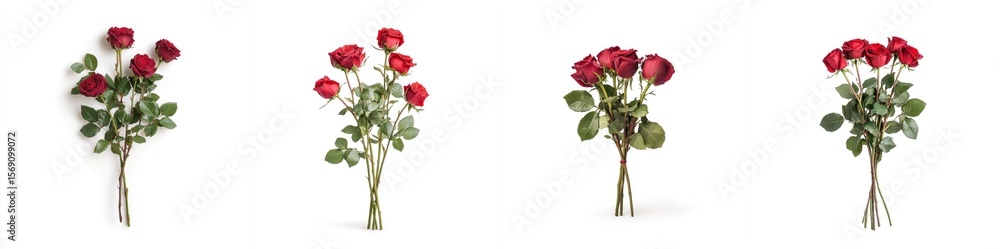Obraz premium A bouquet of red roses, isolate on white background. Collection.