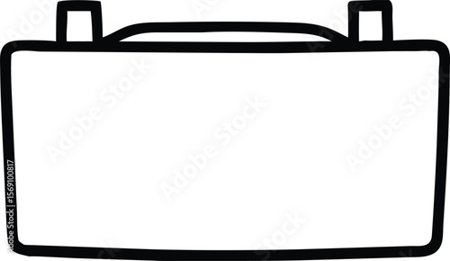 Simple black outline drawing of a rectangular briefcase with a handle and two clasps