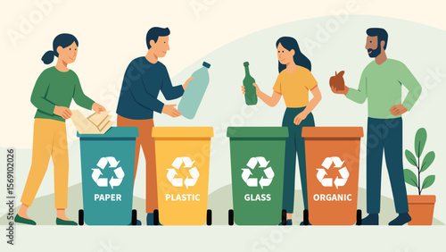 Minimalist Abstract Geometric Vector Design with Dynamic Shapes for Eco-Friendly Waste Management Illustration
