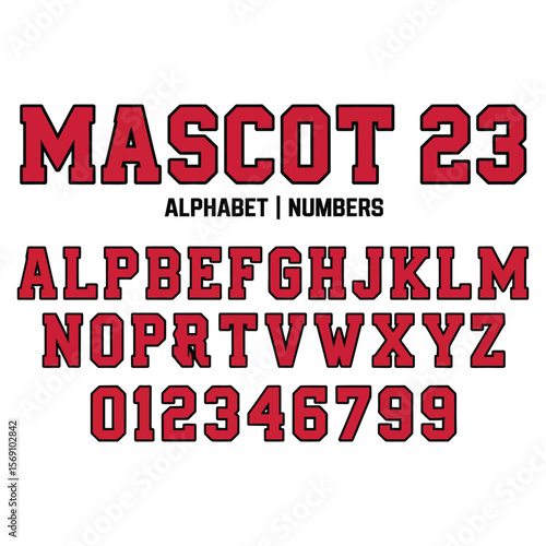 Classic college font. Vintage sport font in american style for football, baseball or basketball logos and t-shirt. College and varsity style font, tackle twill. Vector
