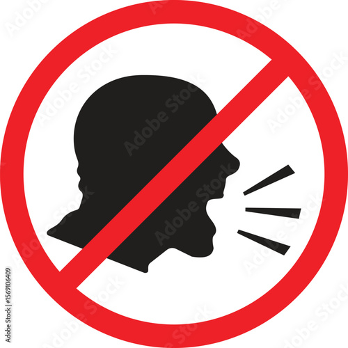 Don't Shout sign. Keep Quiet and Shouting Is Not Allowed Sign. no talking sign with a man's head, Vector illustration