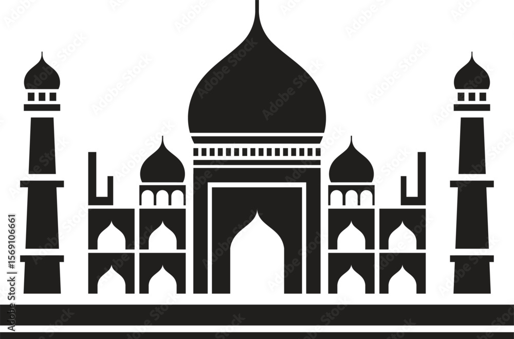 Fototapeta premium taj mahal outline vector illustration, line art