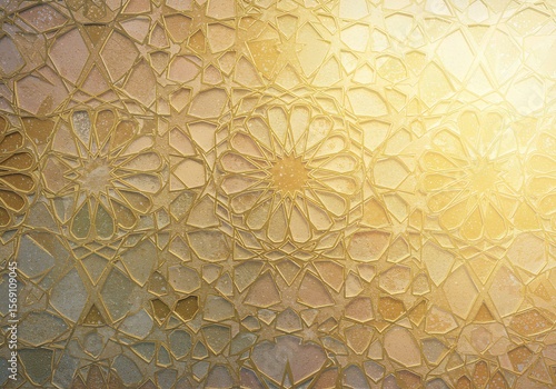 Intricate Golden Islamic Geometric Pattern Background