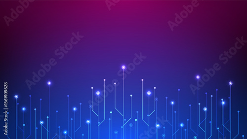 Digital technology circuit background. Futuristic network data concept. Design for abstract connections motherboard circuit board cyberpunk.