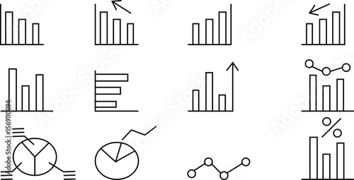 Diagrams icons set, vector images of information and diagrams 