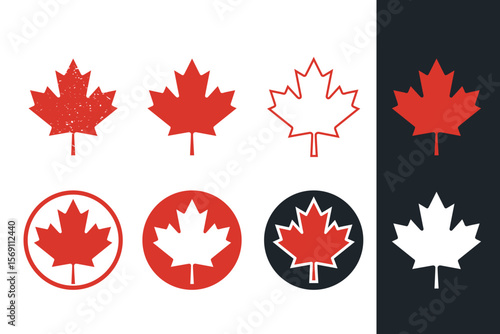 Canadian Flag Maple Leaf Set Canada Leaf