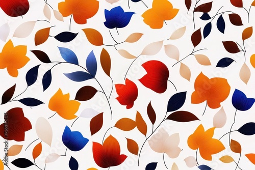 Floral leaves pattern on white