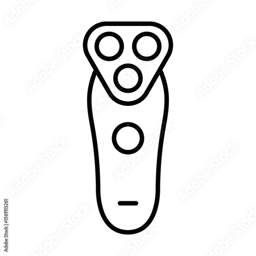 Electric shaver with three circular blades. Vector icon. Editable stroke.