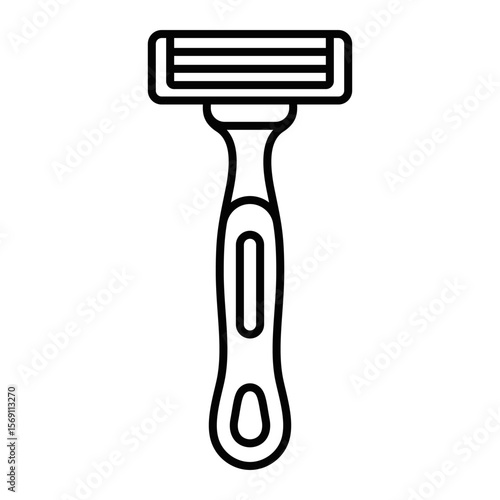 Manual shaving razor with sharp blades. Vector icon. Editable stroke.