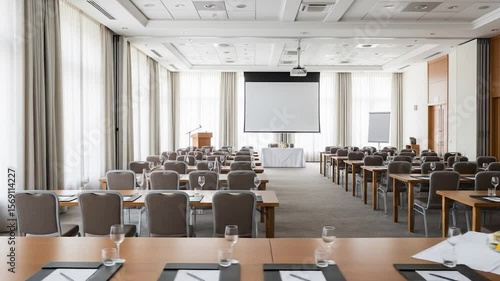 Empty Conference Room: Preparing for a Presentation or Meeting