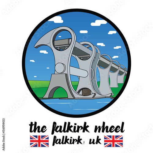 Circle Icon The Falkirk Wheel. Vector illustration