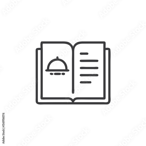 Menu book icon for restaurant branding, food blogs, and hospitality presentations
