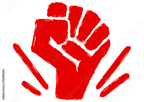 拳のアイコン。力強く手を突き上げる。