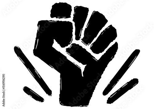 拳のアイコン。力強く手を突き上げる。