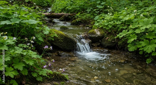 Serene Waterfall in Lush Green Forest