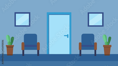 Empty room interior design with two chairs, a table, and a window