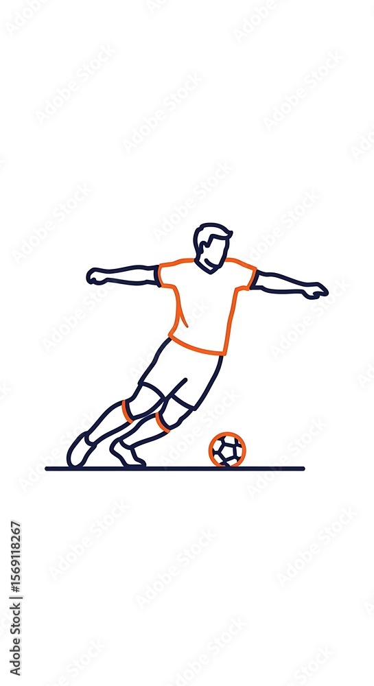 Obraz premium Soccer player vector art illustration graphic design football sport athlete kicking ball game design