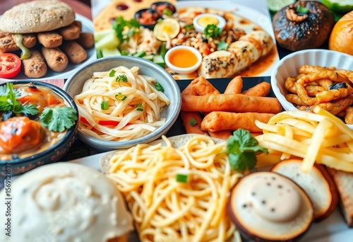 Wallpaper Mural Close-up collage of diverse appetizing food items; menu background,  cuisine,  ingredients Torontodigital.ca