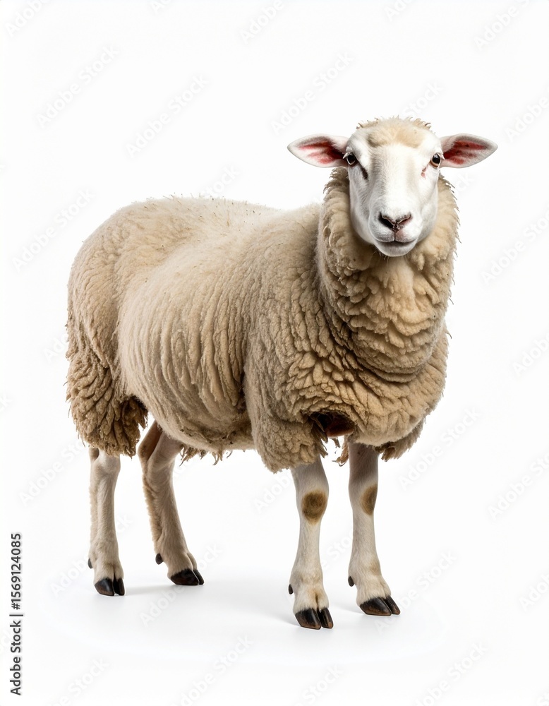 Fluffy Sheep Studio Shot White Background Farm Animal. Fluffy Sheep Studio Shot White Background Farm Animal.