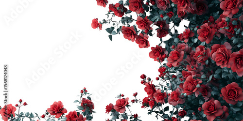 Elegant red roses blossom in dark background conveying romance and beauty