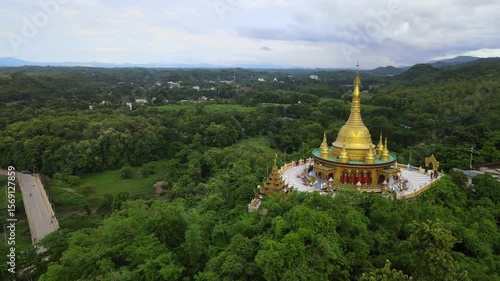 Wallpaper Mural 4K Aerial Footage of Golden Temple in Bandarban, Bangladesh – Buddhist Architecture Amidst Lush Green Hills Torontodigital.ca