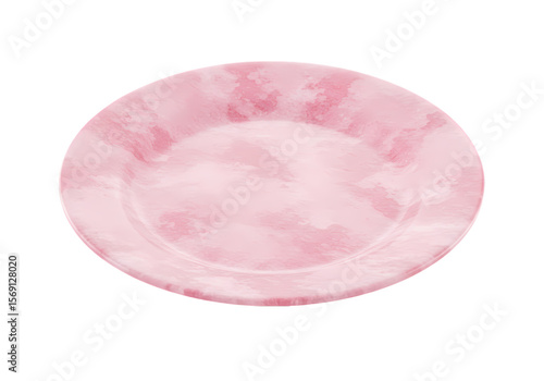 Pastel Pink Marble Effect Dinner Plate isolated on transparent baackground