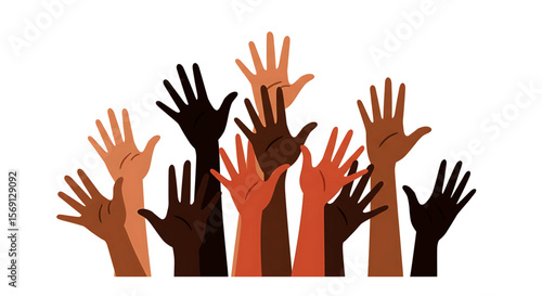 Diverse Hands Reaching Upward in Unity, Representing Community and Support