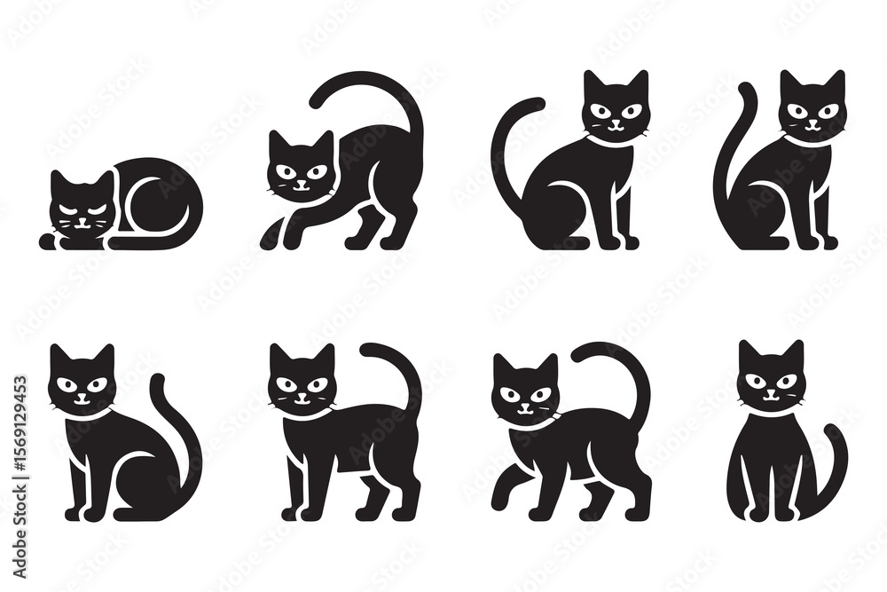 Naklejka premium cats line art vector silhouette draw.