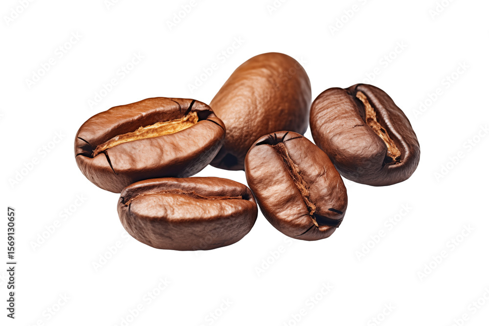 Obraz premium Coffee beans isolated on transparent background.