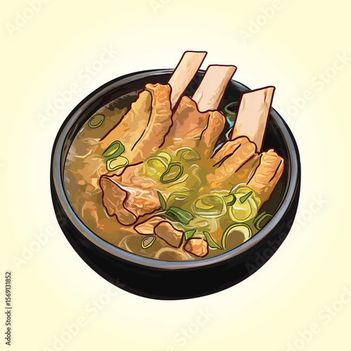 Thai food boiled pork ribs