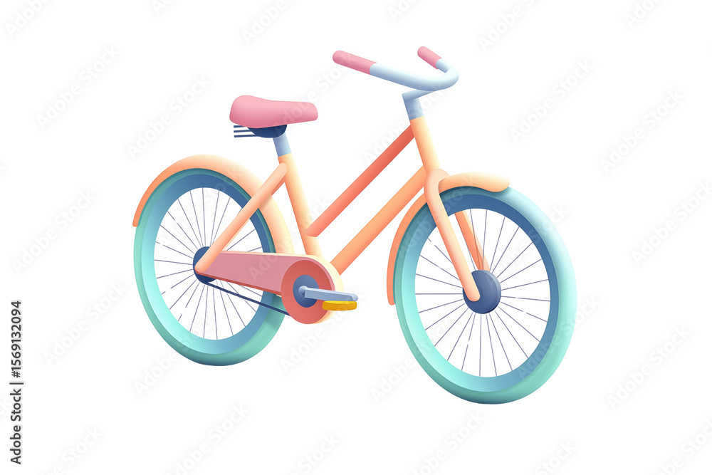 Fototapeta premium Three-dimensional bicycle, isolated on transparent background.