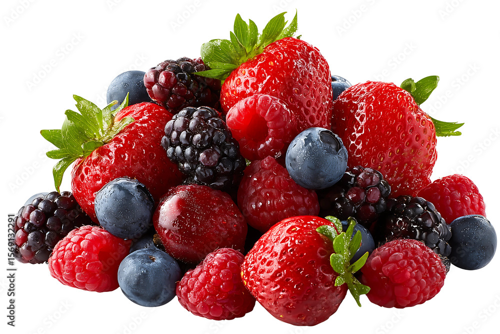 Mixed berries isolated on transparent background. Mixed berries isolated on transparent background.