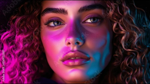 Wallpaper Mural Stunning close-up capture of a model with vibrant lighting and captivating features Torontodigital.ca