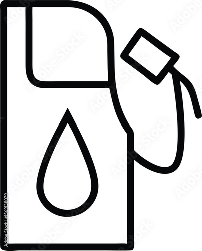 Simple black line art icon of a gas pump with a fuel nozzle and a water drop