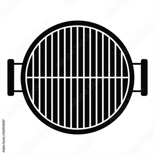Round barbecue grill grate with handles silhouette