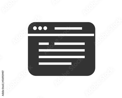 Website web site page icon simple solid bold black white vector graphic, webpage browser window glyph pictogram sign symbol image clip art
