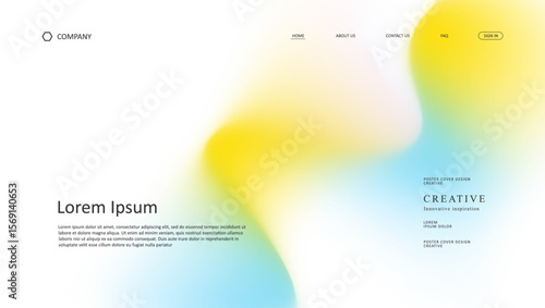 Abstract wave futuristic design of landing page. retro gradient mesh website design	