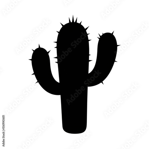 Simple silhouette graphic of a cactus plant, a symbol of the desert southwest, perfect for backgrounds, logos, or website design.