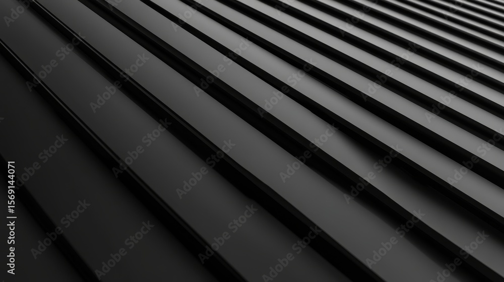 Obraz premium Textured Black Metal Sheets with Parallel Lines and Shadows