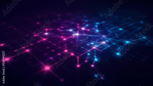 Abstract Digital Network: Pink and Blue Nodes