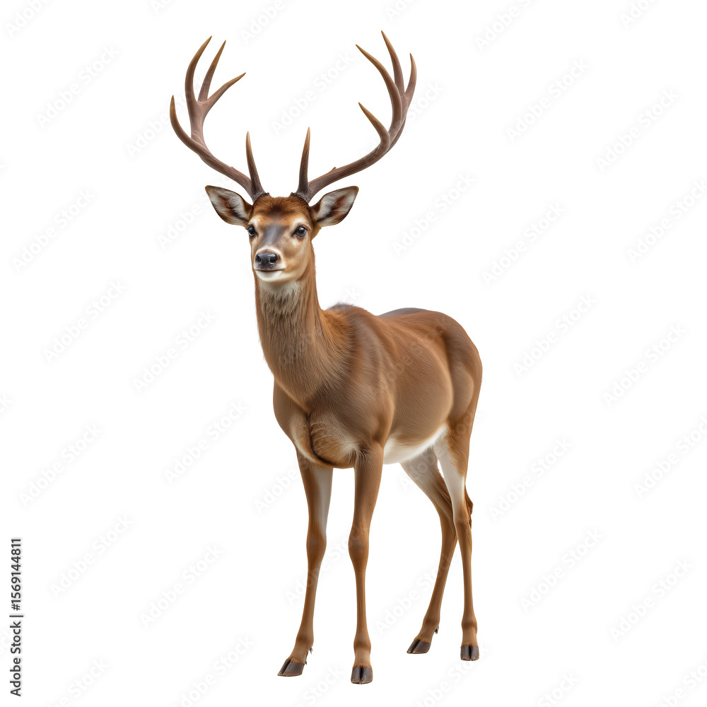 Majestic deer standing gracefully in natural setting with impressive antlers and soft fur, showcasing elegance and beauty Majestic deer standing gracefully in natural setting with impressive antlers and soft fur, showcasing elegance and beauty