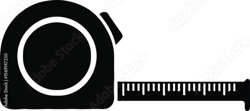 Precise Measurement A Black and White Tape Measure Illustration