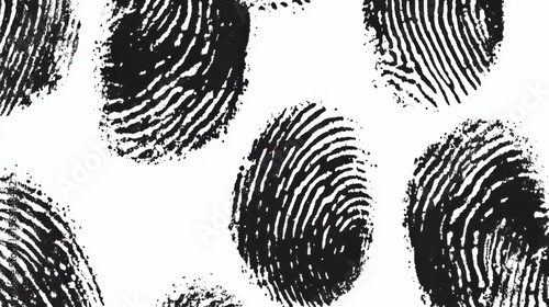 Black and White Fingerprint Patterns on White Background Surface
