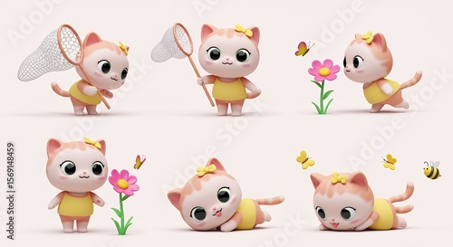 Cute cartoon cats illustrations