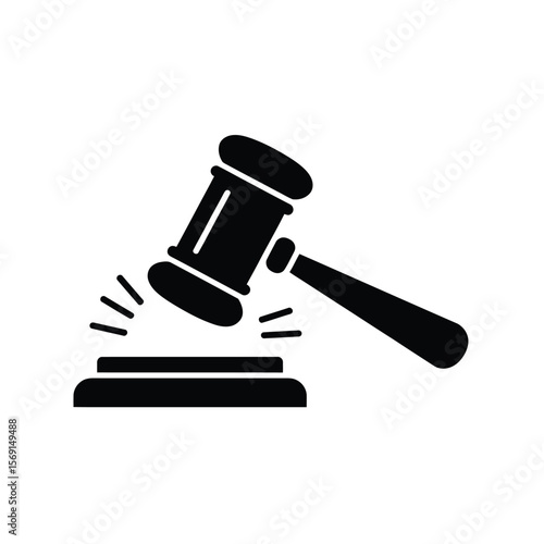 Black and White Gavel Striking Sound Block hammer judge