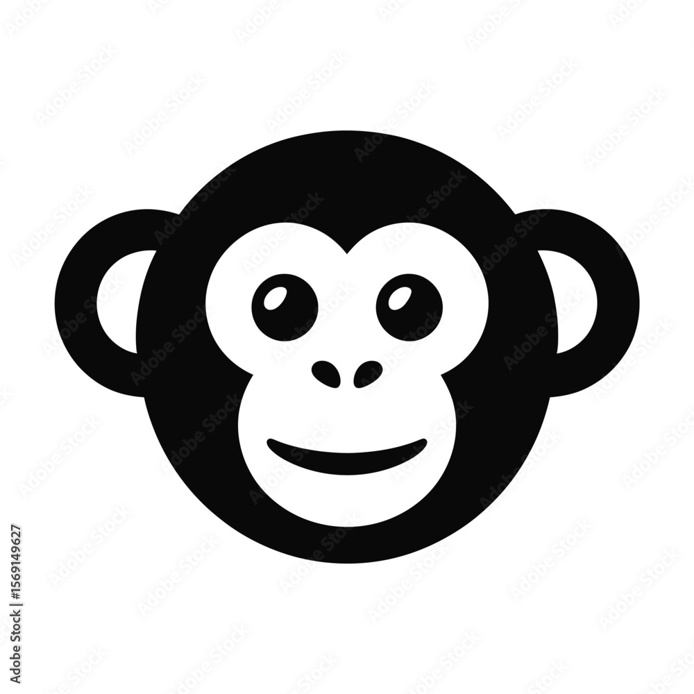 Black and White Monkey Face Graphic primate animal Black and White Monkey Face Graphic primate animal