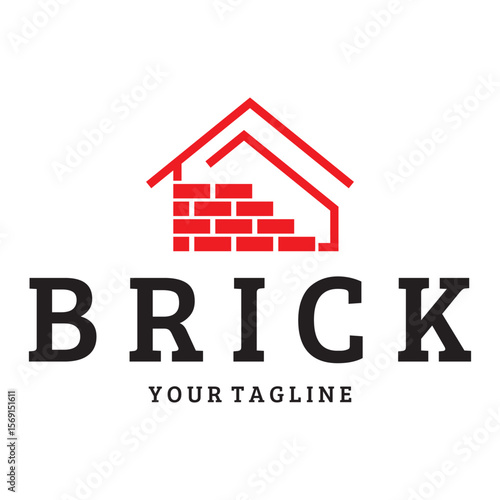 creative brick logo designs for buildings, architectural buildings, civil engineering, building materials shops