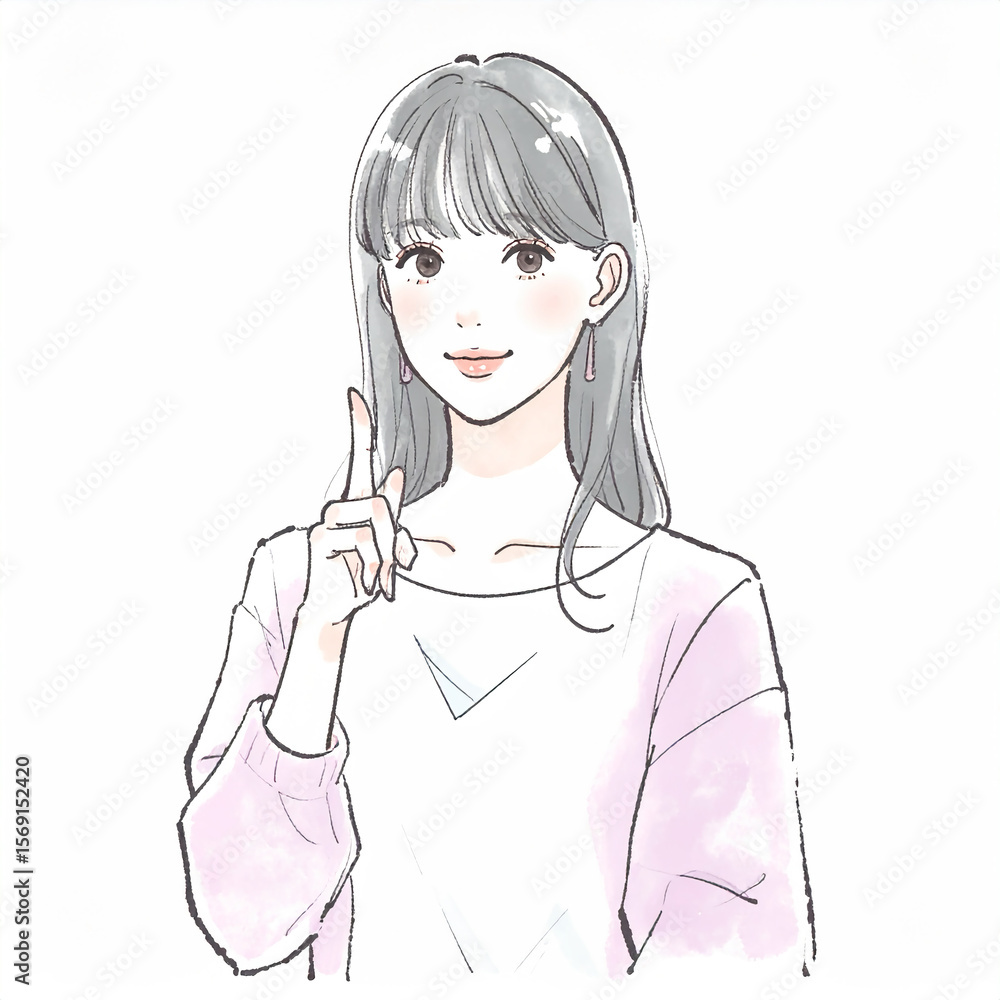 指をさす女性のイラスト素材 指をさす女性のイラスト素材