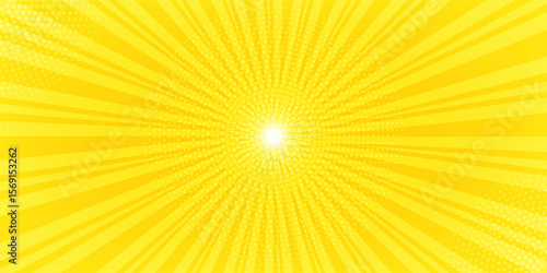 Wallpaper Mural Yellow abstract background with light of sunburst. yellow starburst with halftone. sun ray retro background with flash Torontodigital.ca