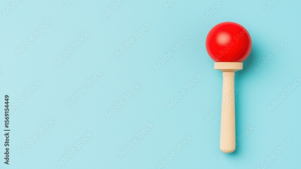 Local business SEO and optimization concept. Red wooden toy on a blue background, playful and simple design. Local business SEO and optimization concept. Red wooden toy on a blue background, playful and simple design.
